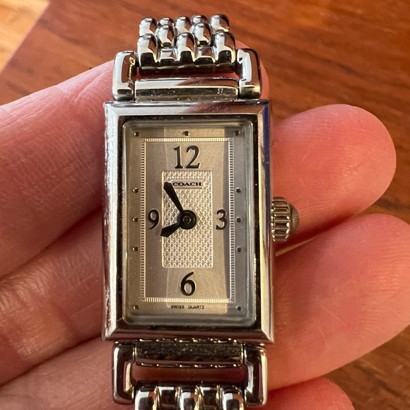 Coach Brand silver Rectangular face Watch with thin Chain Bracelet - Picture 6 of 9